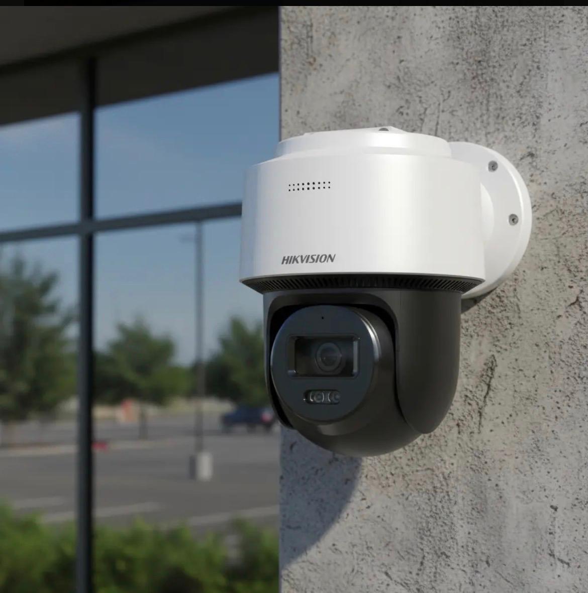Câmera de segurança PTZ Hikvision instalada em residência